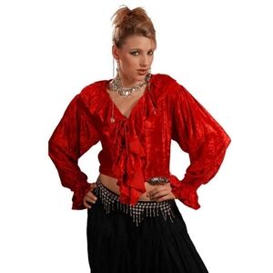 Elegant Red Ruffled Women's Top